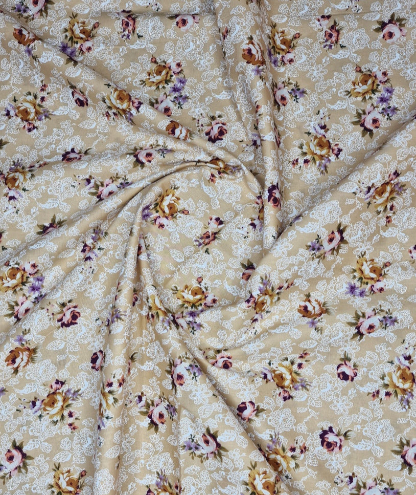 Old Rose & Lace Print 100% Cotton Poplin