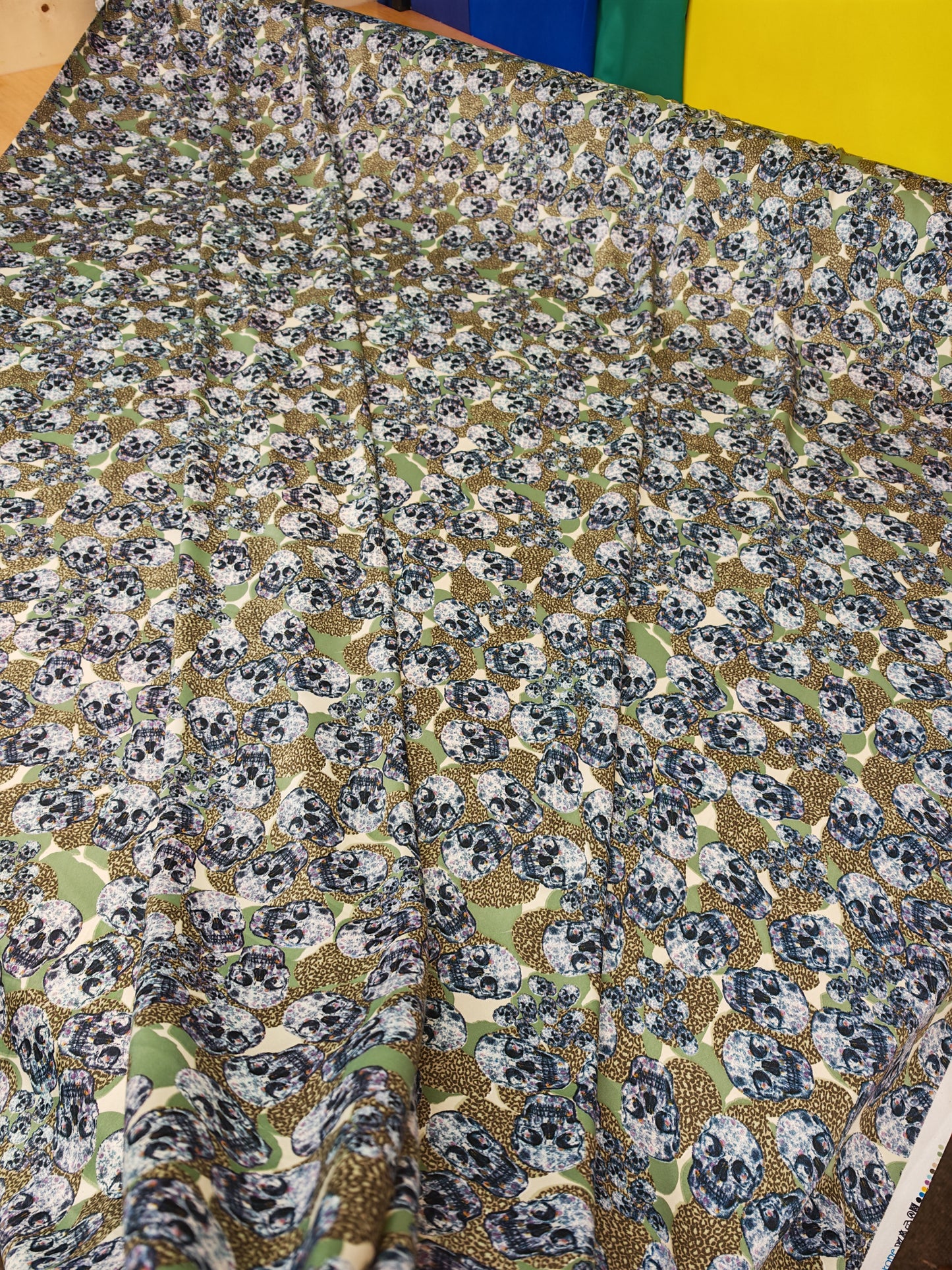 Skull Print Royal Micro Satin – 148cm / 58" – Micro Satin – 3m Piece