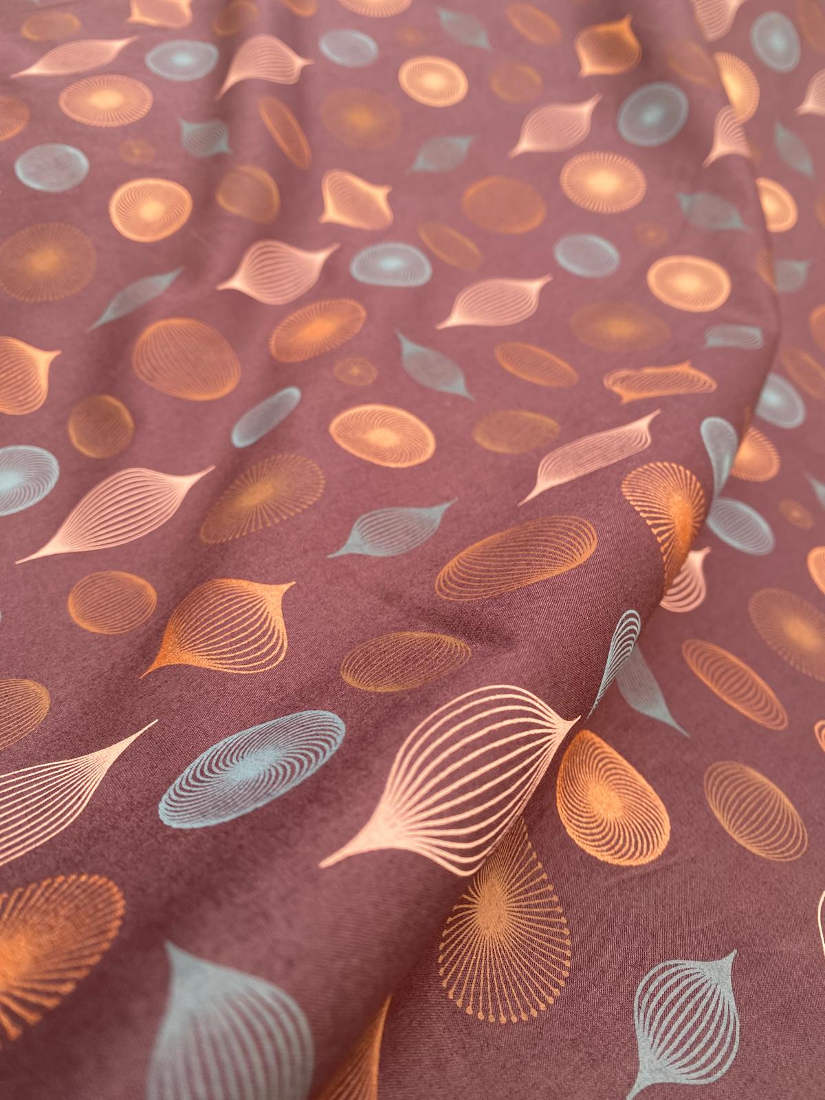 CHRISTMAS BAUBLES – CHOCOLATE GEOMETRIC PRINT – 100% COTTON FABRIC – 146cm WIDE