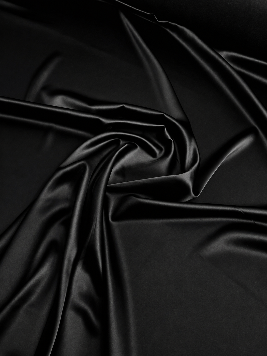 BLACK SATIN WITH STRETCH – POLYESTER SATIN WITH ELASTANE – 147cm WIDE