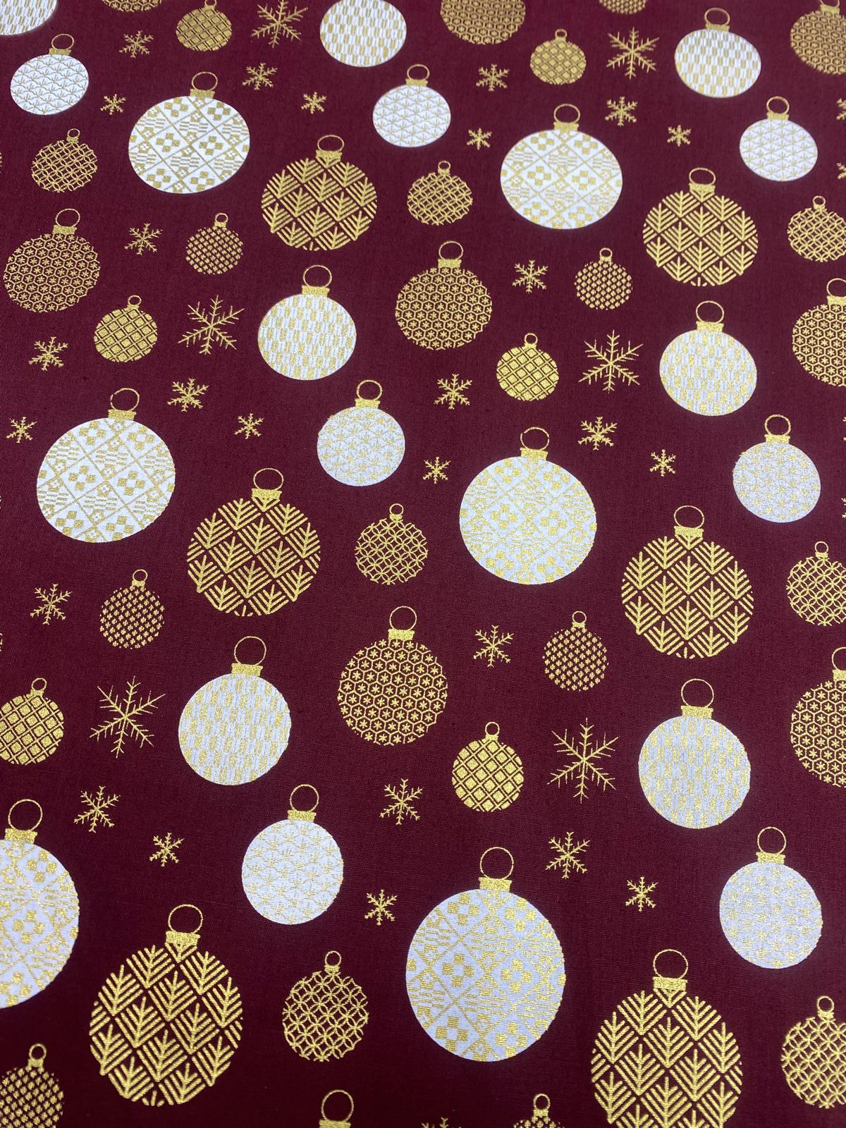 CHRISTMAS BAUBLES – 100% COTTON CHRISTMAS FABRIC – 144cm WIDE