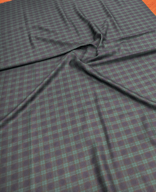 HIGHLAND FOREST TARTAN – BLUE & GREEN POLY VISCOSE FABRIC – 145cm WIDE