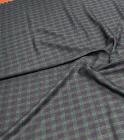 HIGHLAND FOREST TARTAN – BLUE & GREEN POLY VISCOSE FABRIC – 145cm WIDE