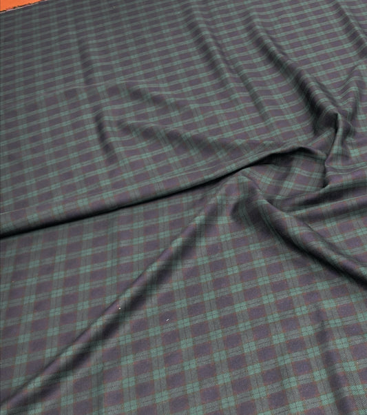 HIGHLAND FOREST TARTAN – BLUE & GREEN POLY VISCOSE FABRIC – 145cm WIDE