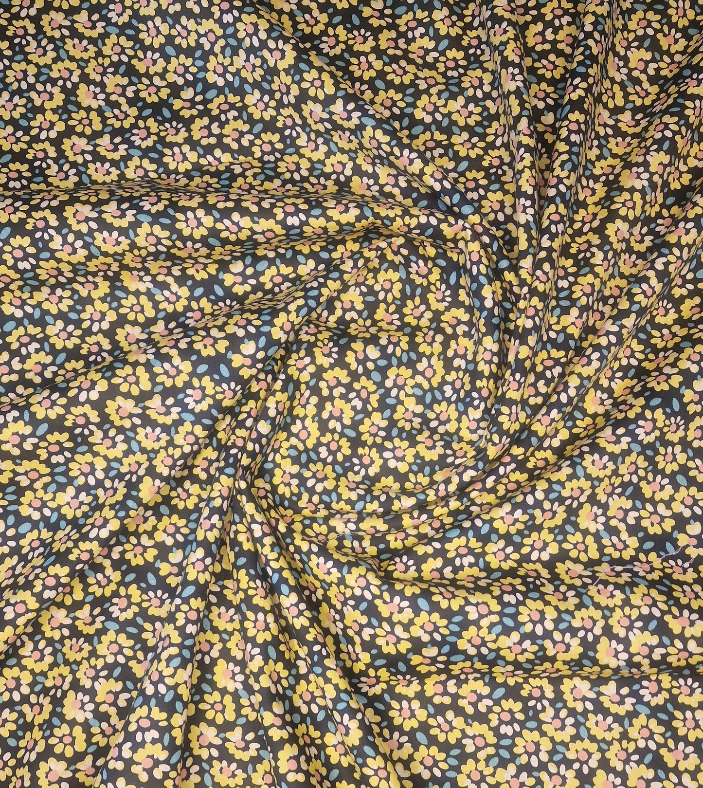 Yellow Flower Print Cotton Poplin – 142cm / 56" Wide – 100% Cotton – 3m Piece