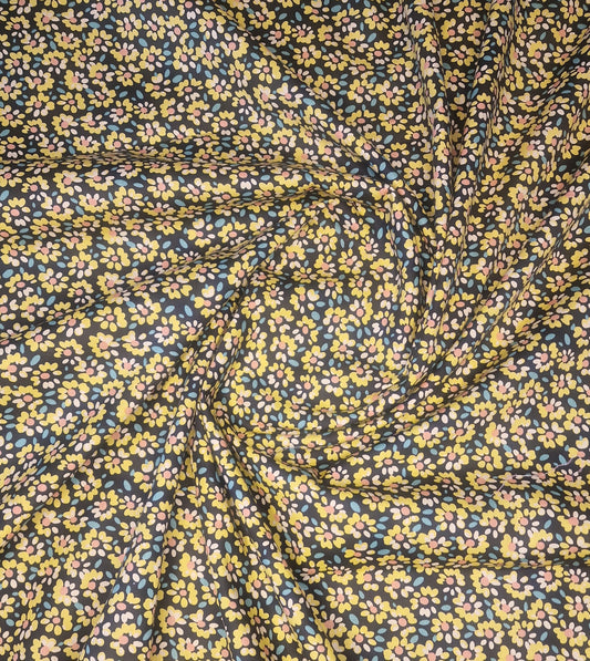 Yellow Flower Print 100% Cotton Poplin