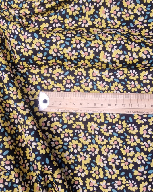 Yellow Flower Print 100% Cotton Poplin