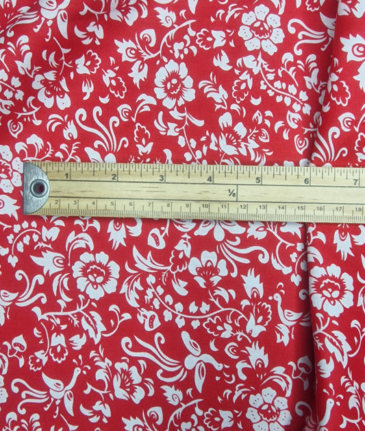 Peacock Petals Red 100% Cotton Poplin