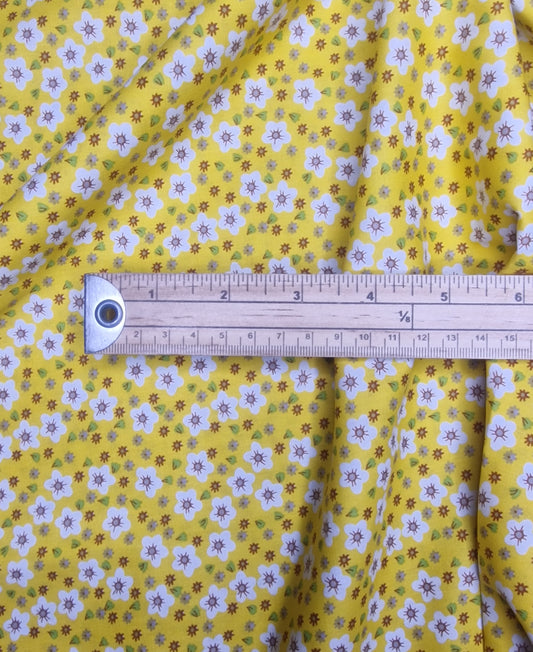 Forget me Nots Yellow 100% Cotton Poplin