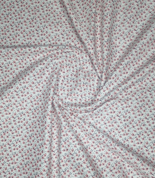 Ditsy Flowers Pink 100% Cotton Poplin