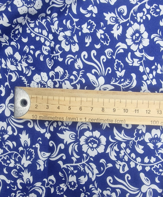 Peacock Petals Blue 100% Cotton Poplin