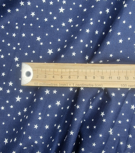 Stars Navy Blue 100% Cotton Poplin