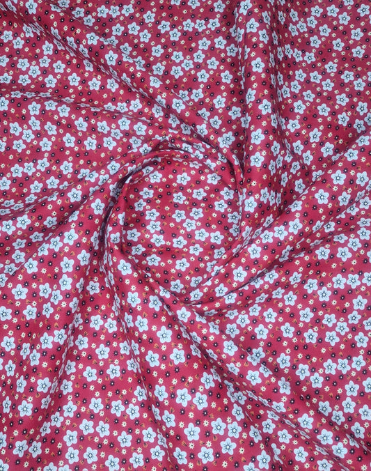 Forget me Nots Red 100% Cotton Poplin