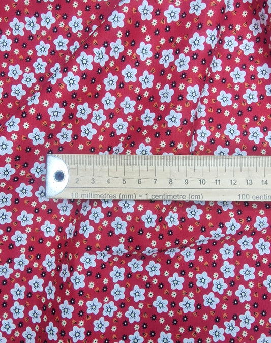Forget me Nots Red 100% Cotton Poplin