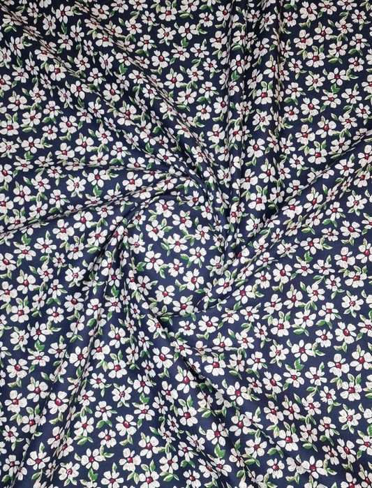Daisy Blue Print 100% Cotton Poplin