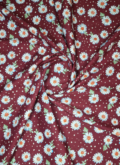 Large Daisy Cotton Poplin -142cm / 56" - 100% Cotton - 3m Piece