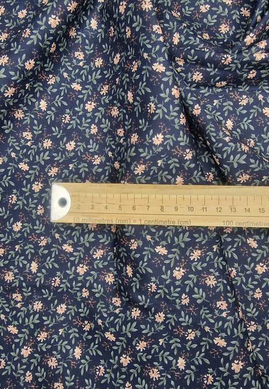 Regency Navy Flower 100% Cotton Poplin