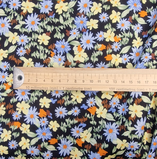 Daisy Prints Yellow & Lilac 100% Cotton Poplin