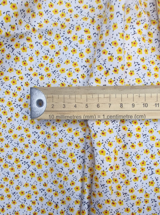 Ditsy Flowers Yellow 100% Cotton Poplin