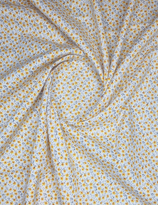 Ditsy Flowers Yellow 100% Cotton Poplin