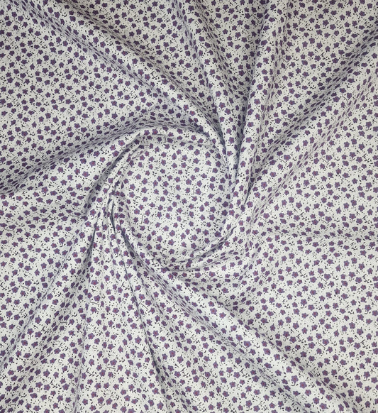 Ditsy Flowers Plum 100% Cotton Poplin