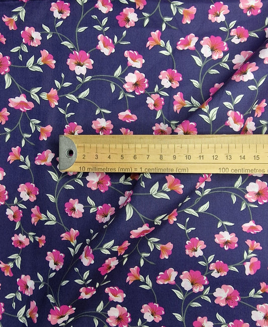 Trumpet Flowers Pinks 100% Cotton Poplin