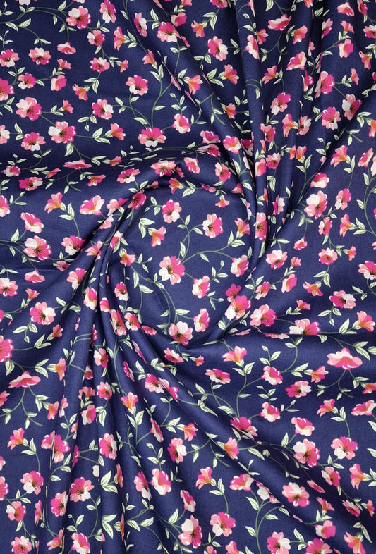 Trumpet Flowers Pinks 100% Cotton Poplin