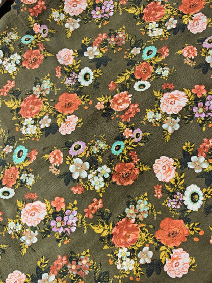 AUTUMN GARDEN – FLORAL COTTON JERSEY FABRIC – 146cm WIDE