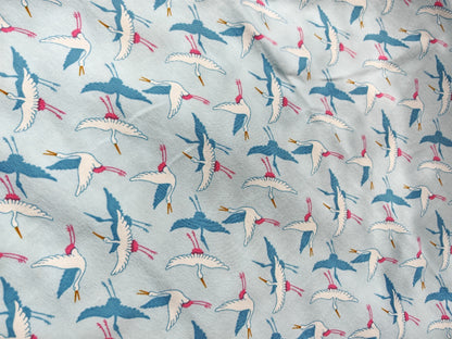 CRANE BIRDS – POPPY EUROPE BIRD PRINT COTTON ELASTANE JERSEY FABRIC – 152cm WIDE