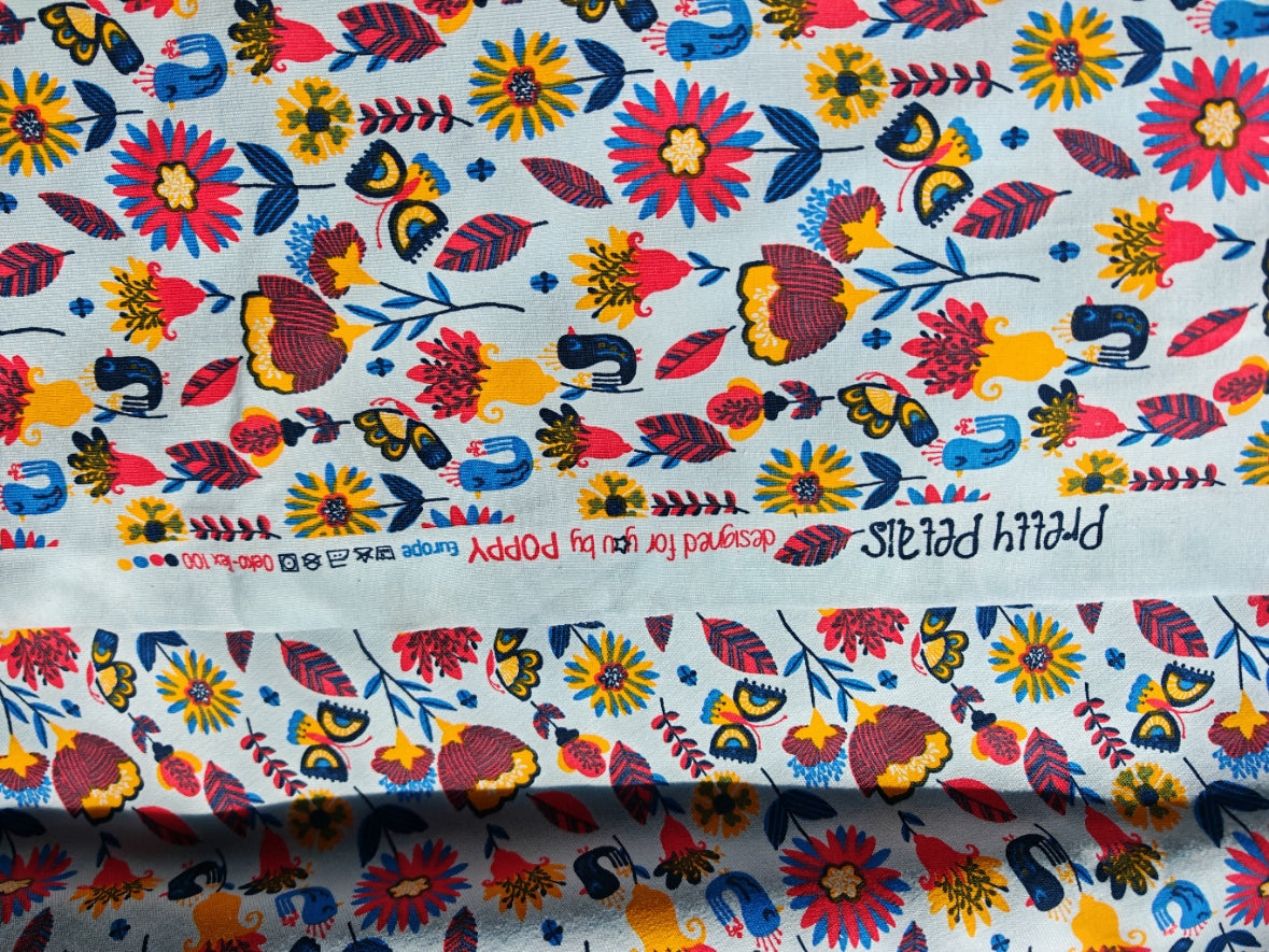 PRETTY PETALS – POPPY EUROPE FLORAL COTTON ELASTANE JERSEY FABRIC – 148cm WIDE