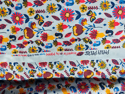 PRETTY PETALS – POPPY EUROPE FLORAL COTTON ELASTANE JERSEY FABRIC – 148cm WIDE