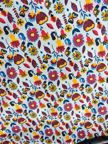 PRETTY PETALS – POPPY EUROPE FLORAL COTTON ELASTANE JERSEY FABRIC – 148cm WIDE