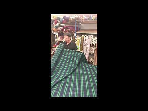 FOREST CHECK – WOOL MIX COATING FABRIC – GREEN & NAVY – 150cm WIDE