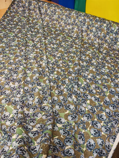 Skull Print Royal Micro Satin – 148cm / 58" – Micro Satin – 3m Piece