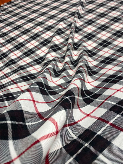HIGHLAND IVORY CHECK – POLYVISCOSE TARTAN DRESS FABRIC – 143cm WIDE