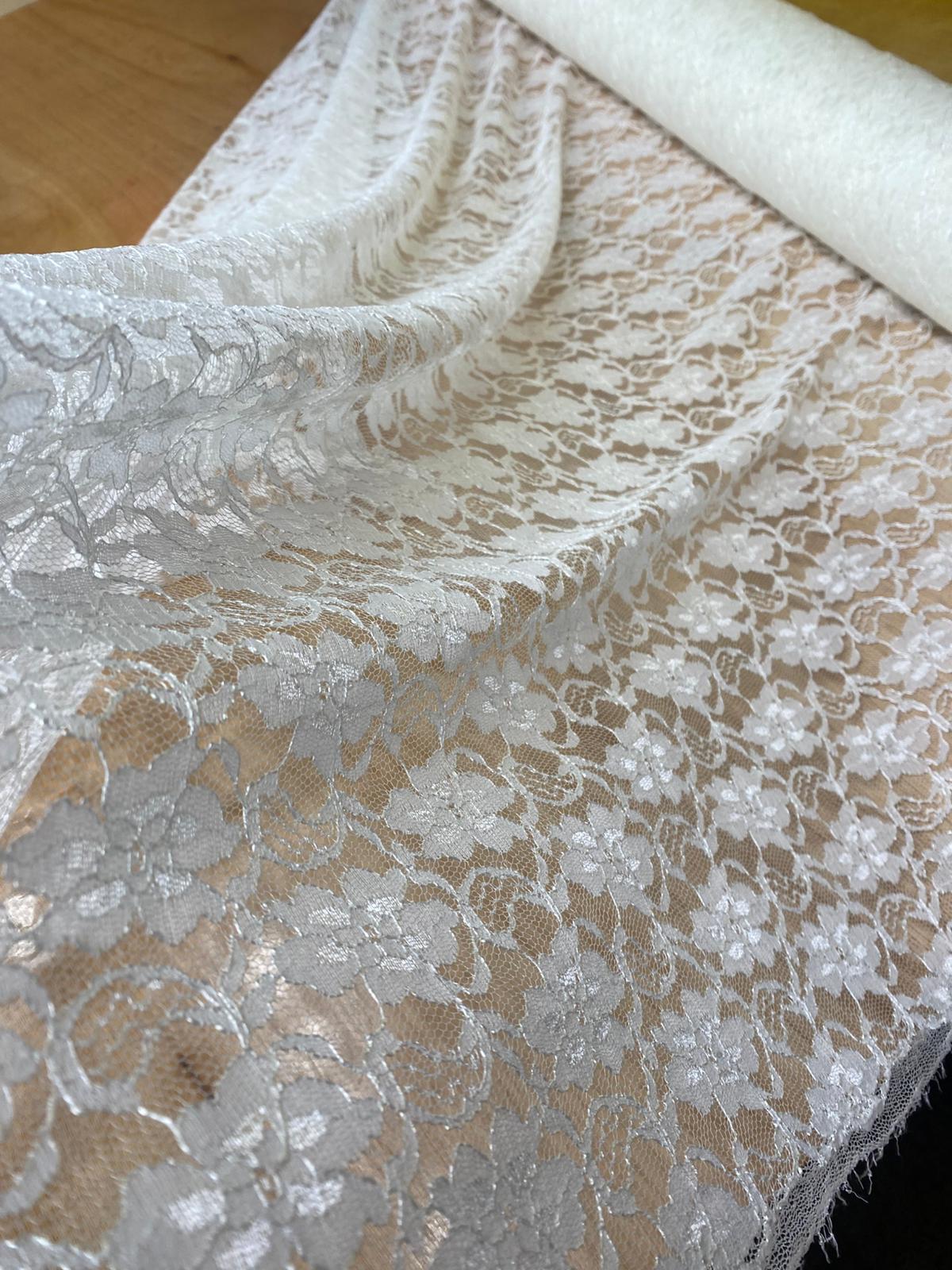 Ivory Floral Lace – 143cm / 56" – Polyester Lace – 3m Piece