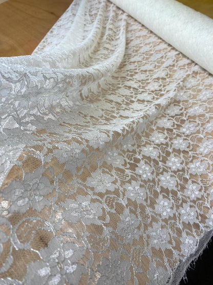 Ivory Floral Lace – 143cm / 56" – Polyester Lace – 3m Piece
