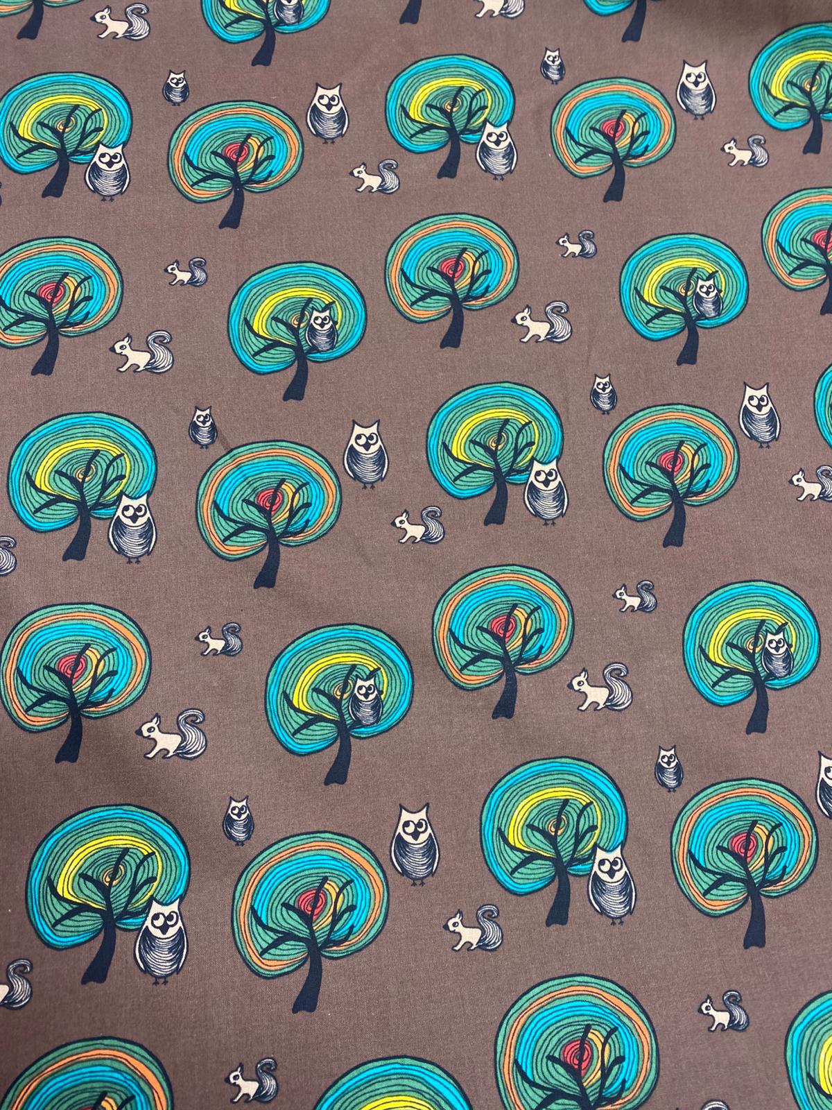Woodland Owl Cotton Print (3 Colourways) – 141cm / 55.5" – 100% Cotton – 3m Piece