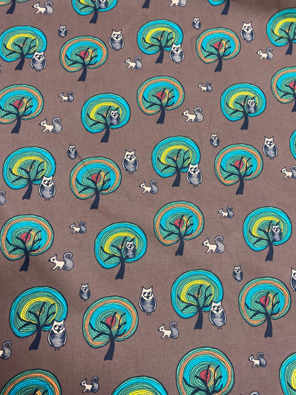 Woodland Owl Cotton Print (3 Colourways) – 141cm / 55.5" – 100% Cotton – 3m Piece