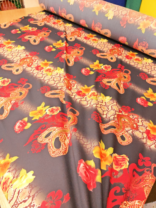 Madusa Snake Print Stretch Fabric - 140cm / 55" - Elastane Stretch - 3m Piece