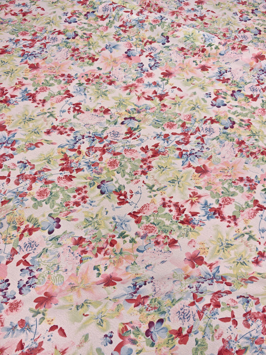 WILDFLOWER WATERCOLOUR CREPE – PRINTED POLYESTER CREPE FABRIC