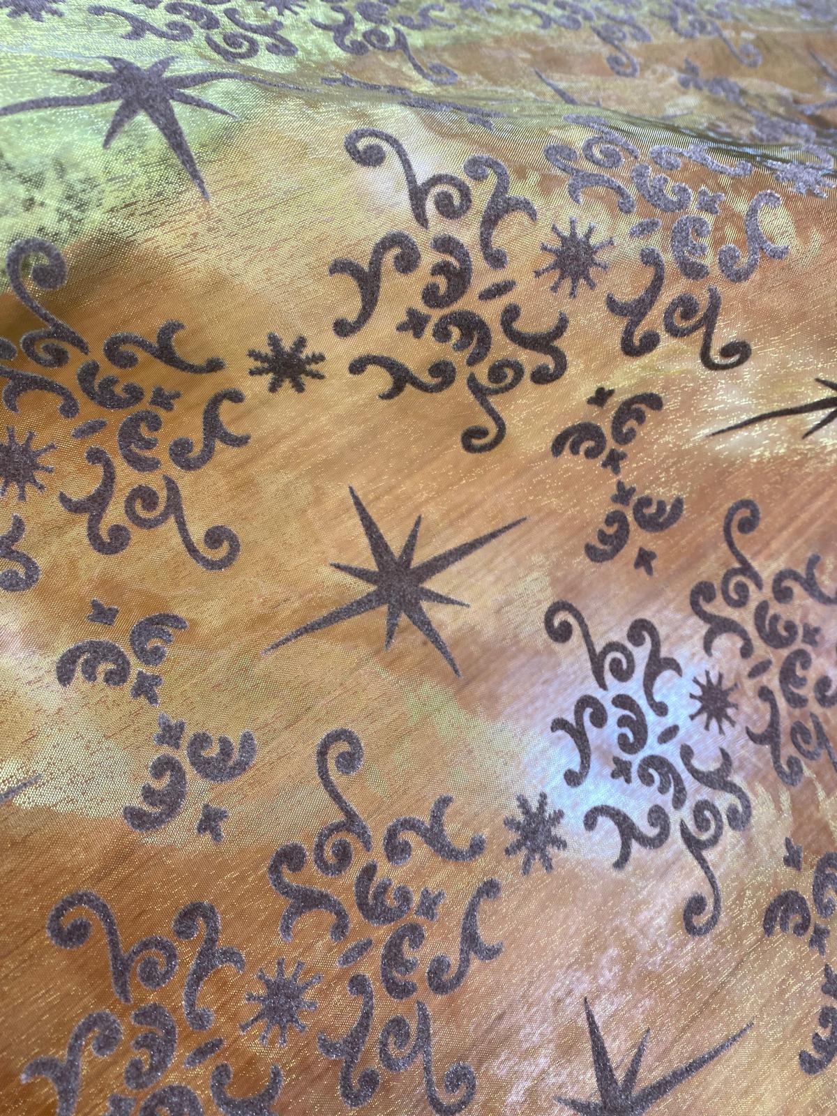 STARS & SCROLLS – PRINTED POLYESTER ORGANZA FABRIC – 150cm WIDE