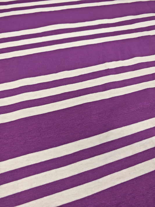 THREE STRIPE PURPLE – COTTON JERSEY – 95% COTTON / 5% ELASTANE – 177cm WIDE