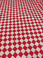 RACING RED – RED & WHITE CHECKERBOARD POLYCOTTON FABRIC – 150cm WIDE
