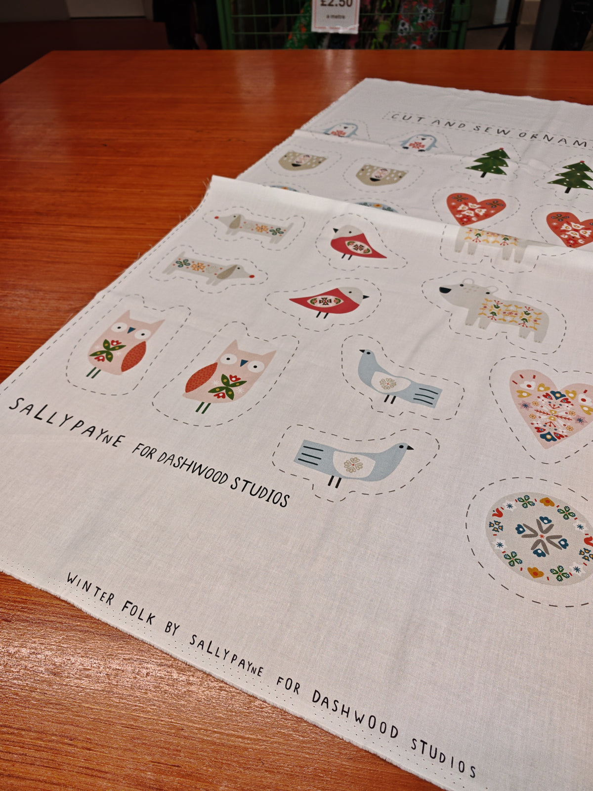 WINTER FOLK CUT & SEW CHRISTMAS ORNAMENT PANEL – SALLY PAYNE FOR DASHWOOD STUDIO – 100% COTTON – MAKES 14 ORNAMENTS