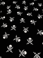 PIRATE SKULL – 100% COTTON FABRIC – BLACK & WHITE SKULL AND CROSSED SWORDS – 140cm WIDE
