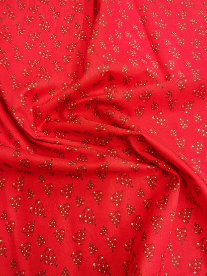 CHRISTMAS TREE SWIRL – METALLIC GOLD – 100% COTTON FABRIC – 136cm WIDE