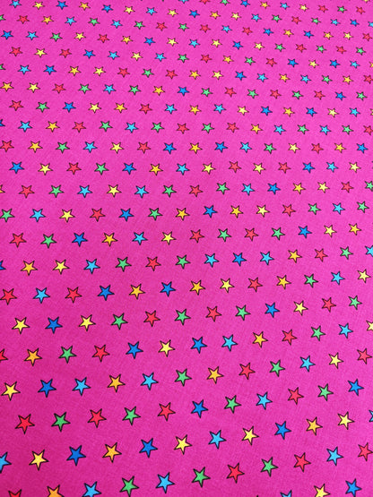 MULTI-COLOURED STARS – 100% COTTON PRINT FABRIC – 142cm WIDE (3 COULORWAYS)