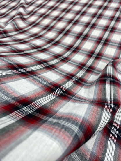 RED, BLACK & WHITE CLASSIC MADRAS CHECK – 100% COTTON FABRIC – 144cm WIDE