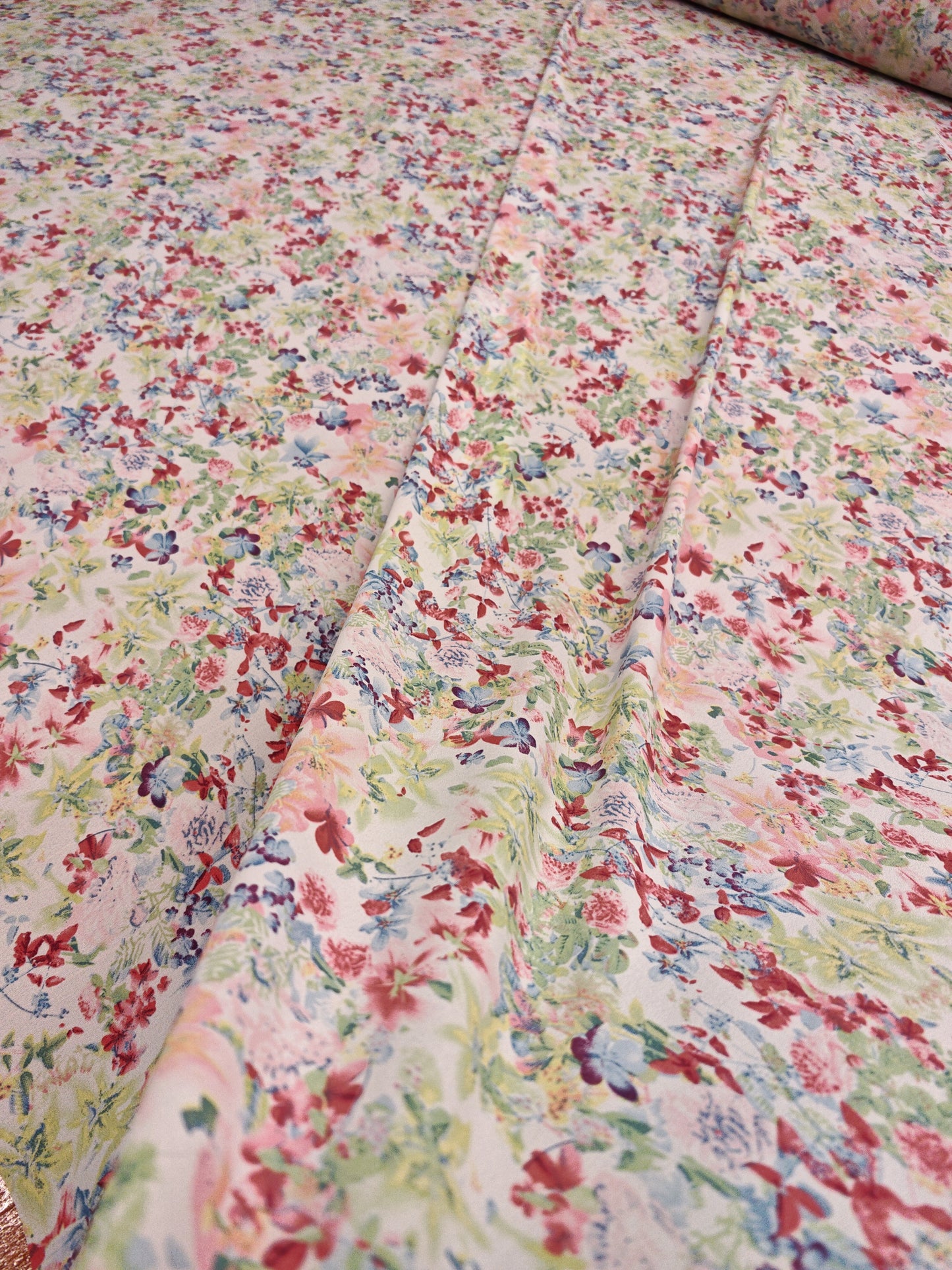 WILDFLOWER WATERCOLOUR CREPE – PRINTED POLYESTER CREPE FABRIC